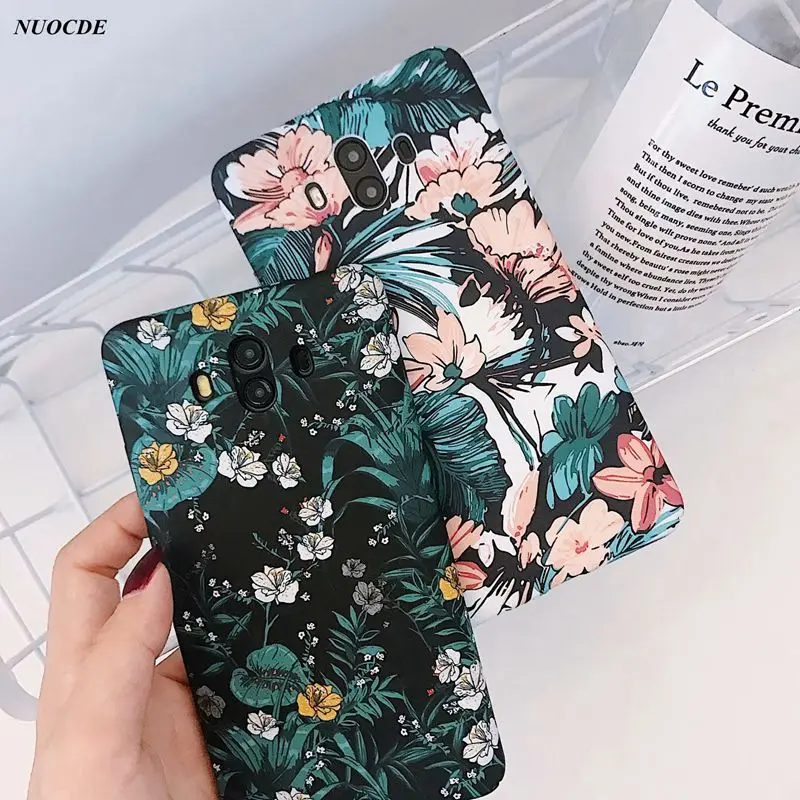 

NUOCDE Luminous Case For Huawei Mate 10 Pro Cover Mate10 Fundas Retro Plants Leaves Matte Hard PC Case For Huawei Mate 10 Pro