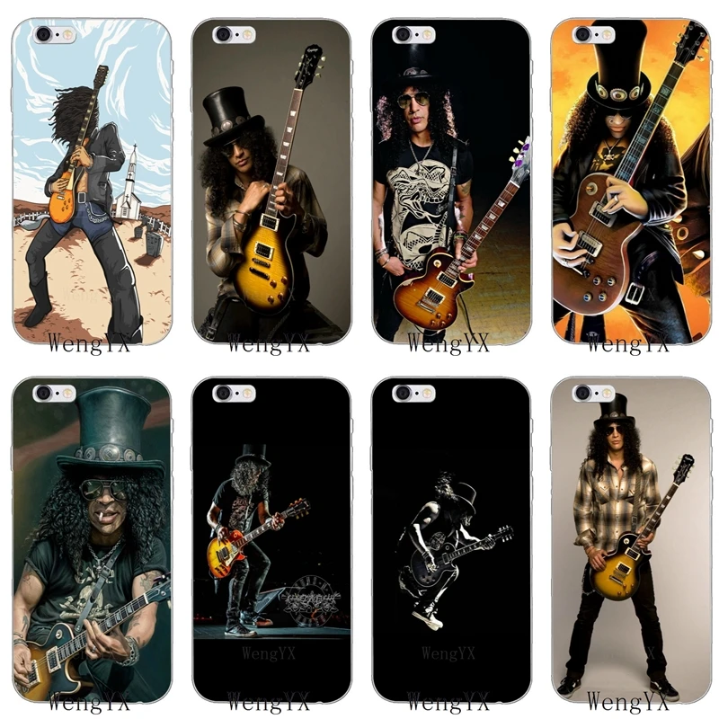 Мягкий Тонкий силиконовый чехол для телефона с гитарами rock music Slash iPhone 4 4s 5 5s 5c SE 6 6s