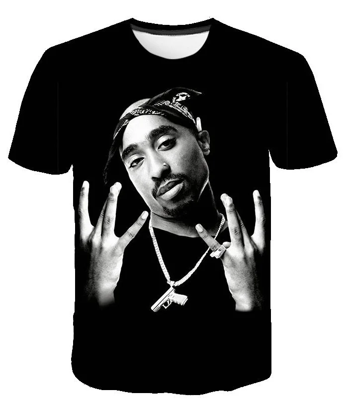 Новая летняя модная мужская и женская футболка Rapper 2pac Tupac 3d принт хип-хоп футболка s Повседневная крутая футболка для мужчин размера плюс 5XL