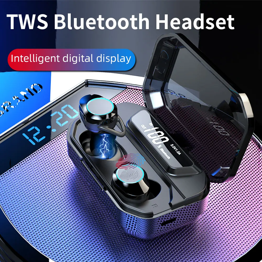 FDBRO TWS 5,0 Bluetooth 9D стерео наушники беспроводные наушники IPX7 водонепроницаемые наушники 3300 мАч светодиодный умный внешний аккумулятор держатель для телефона