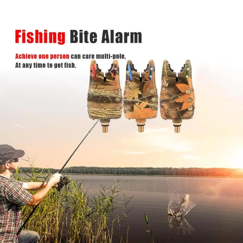 

JY-57 Wireless Electronic Fishing Bite Alarm Kit camouflage With 8 LED Indicator Adjustable sensitivity volume Without Battery
