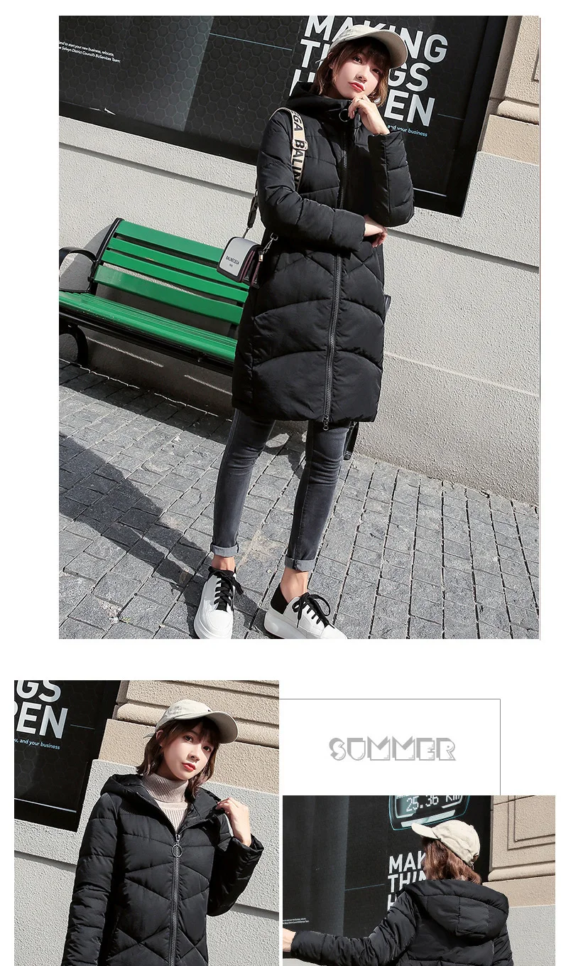 Winter Jacket Women Long Solid Coats Hooded Jackets Cotton Padded Coat Women Zipper Winter Coat Long 2018 Thick Warm Clothing CH612 (10)