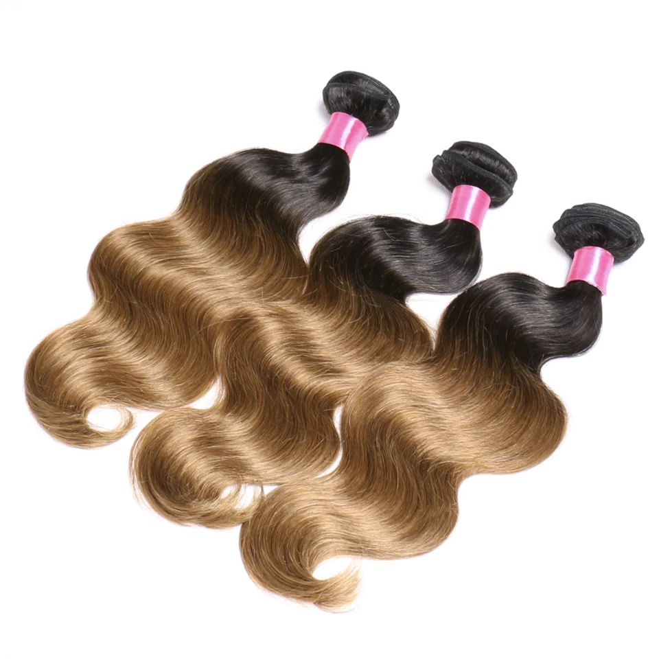 Chloe Hair Brazilian Hair Weave Bundles 1B/30 Ombre Human Body Wave 3 Bundles Non-Remy Extensions
