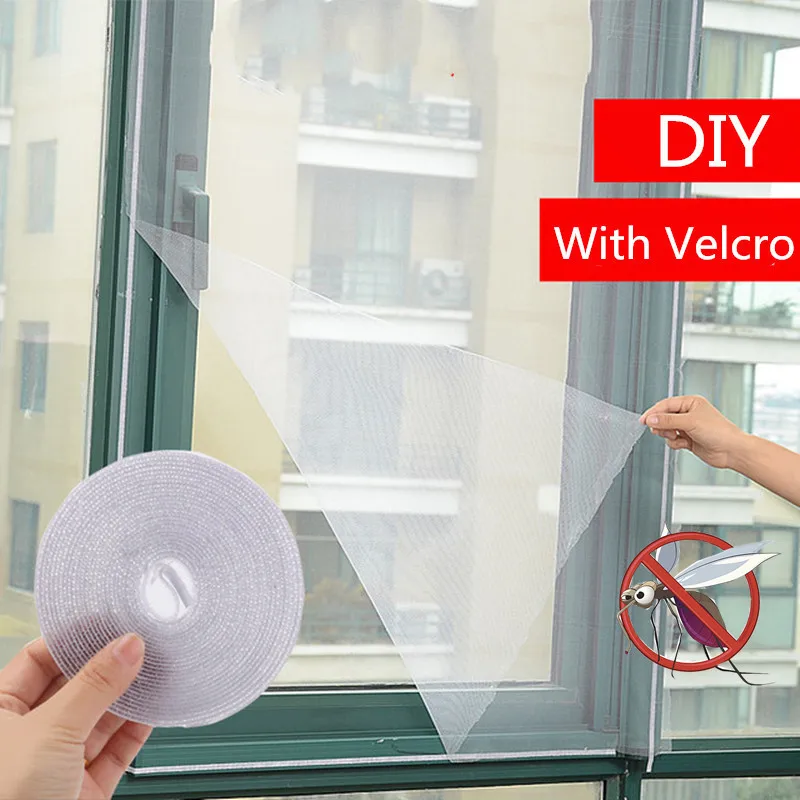 Mosquito Mesh Curtain Protector DIY Window Screen Self-adhesive Invisible Anti Fly Mosquito Window Mesh Screen 150*130cm