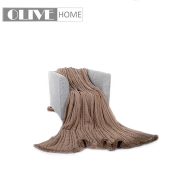 

Battilo Large Size Cable Knit Chenille Throw Blanket with Faux Fur Trim, 78" x 98"