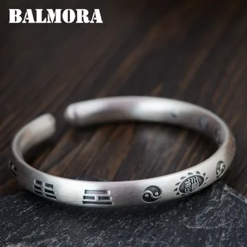 

BALMORA 990 Pure Silver Open Bangles for Women Men Accessories about 15cm Thai Silver Bracelet Fashion Jewelry Pulsera