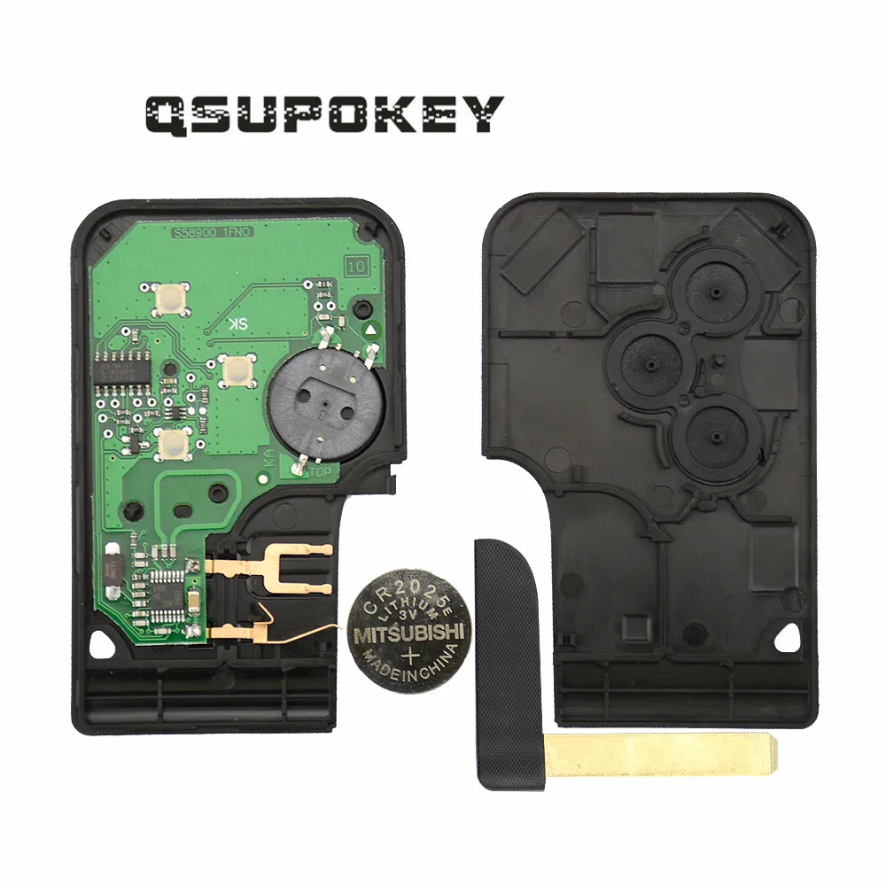 QSUPOKEY 3 transparent button 433Mhz ID46 PCF7947 chip smart remote control key for Renault Megane landscape 2003-2008 card