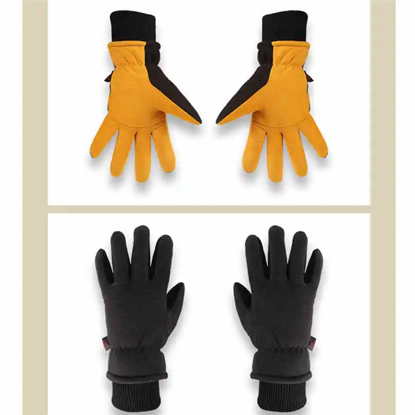 Ski Gloves Men Women Winter Warm Gloves -30 Celsius Thermal Outdoor Sports Deerskin Leather Soft Touch Screen windproof glove #2 (14)