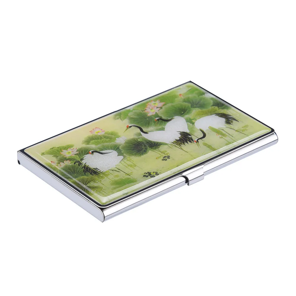 

Card Case Stainless Steel Drop Glue Card Holder Metal Cover Credit Portable Literary Business Card Wallet For Men Women 2019