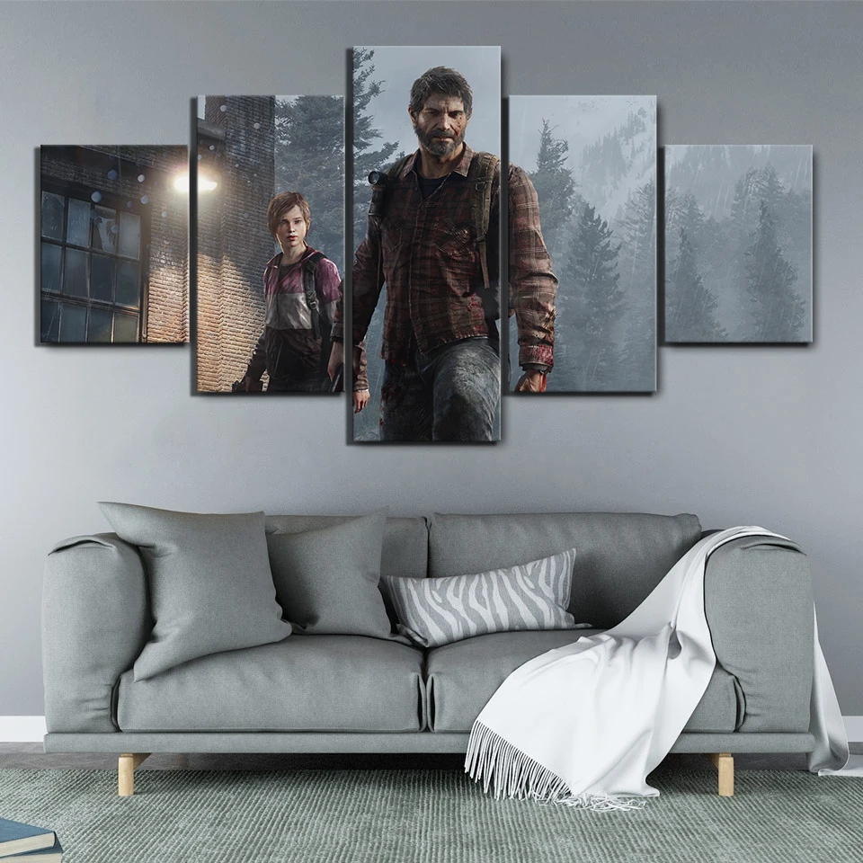 Картина на холсте плакат для дома декоративный The Last Of Us 5 панельных игр картина