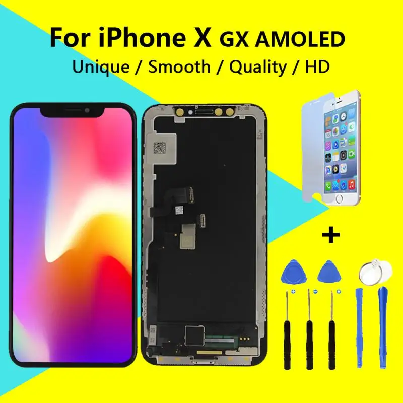 Высокое качество для iPhone X GX ЖК AMOLED без битых пикселей дисплей для iPhone X XS GX AMOLED дисплей Замена экрана с 3D сенсорным