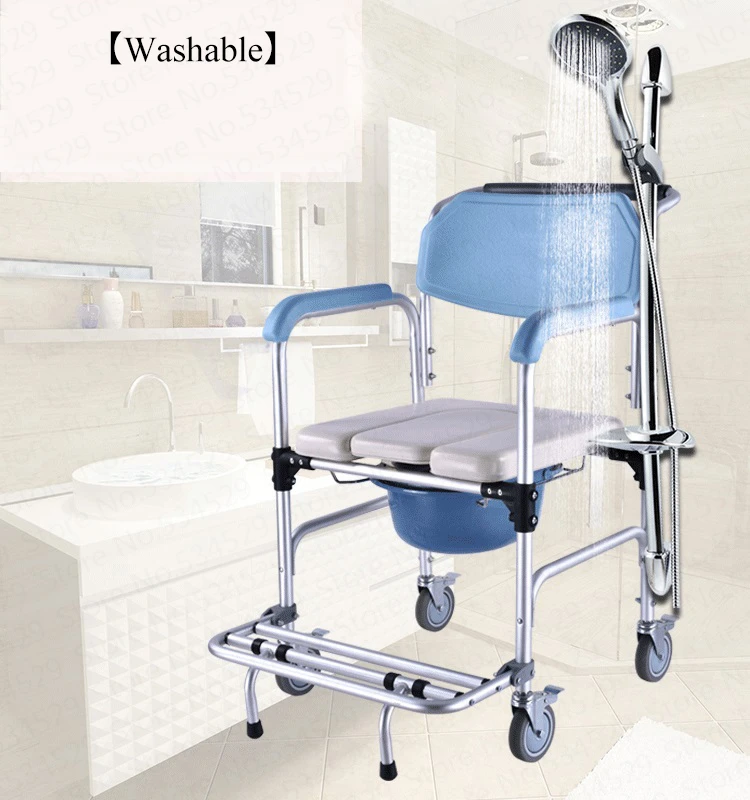 15%, старшие горшок стул с четырьмя колесами подвижные алюминиевого сплава инвалидные коляски для старых MenPatients складной ToiletChair