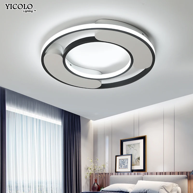 

White Black Round LED Chandeliers Lamps for living room bedroom dimmable with remote control Internal and external bright Lamps
