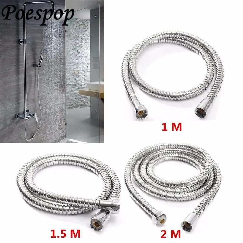 

POSEPOP Bathroom Bidets Accessories Anti-twist Shower Hose 1m/1.2m/1.5m/2m Flexible Stainless Steel Chrome Plumbing Water Hose