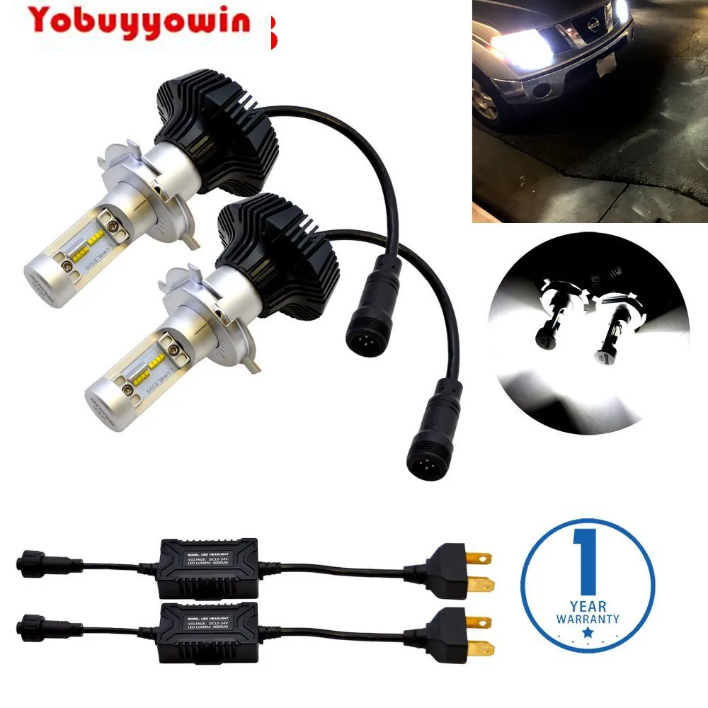 IP68 COB Chips Automotive Headlamp 2Pcs H4 LED Headlight Bulbs 9003 Beam 6000K