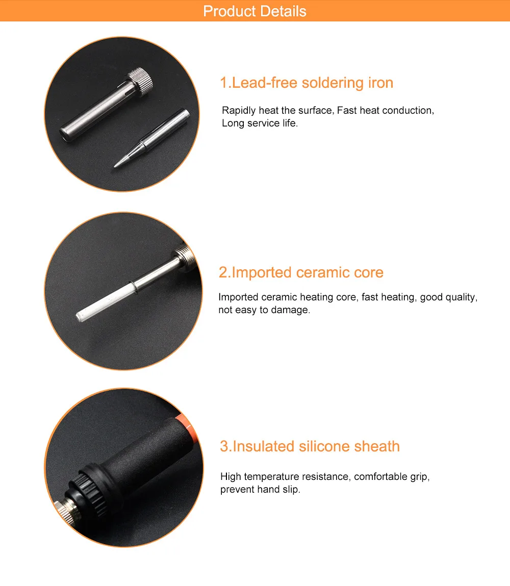 60W Soldering Iron Set Electric Soldering Iron Tips Cleaner Flux Solder Paste 220V 110V solder kit Adjustable Temperature Repair (1)
