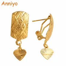 Anniyo/сердце серьги с зажимом крюк для женщин/девушек, модный Эфиопский Золотой Цвет Ювелирные изделия Подарки, арабские предметы#006216