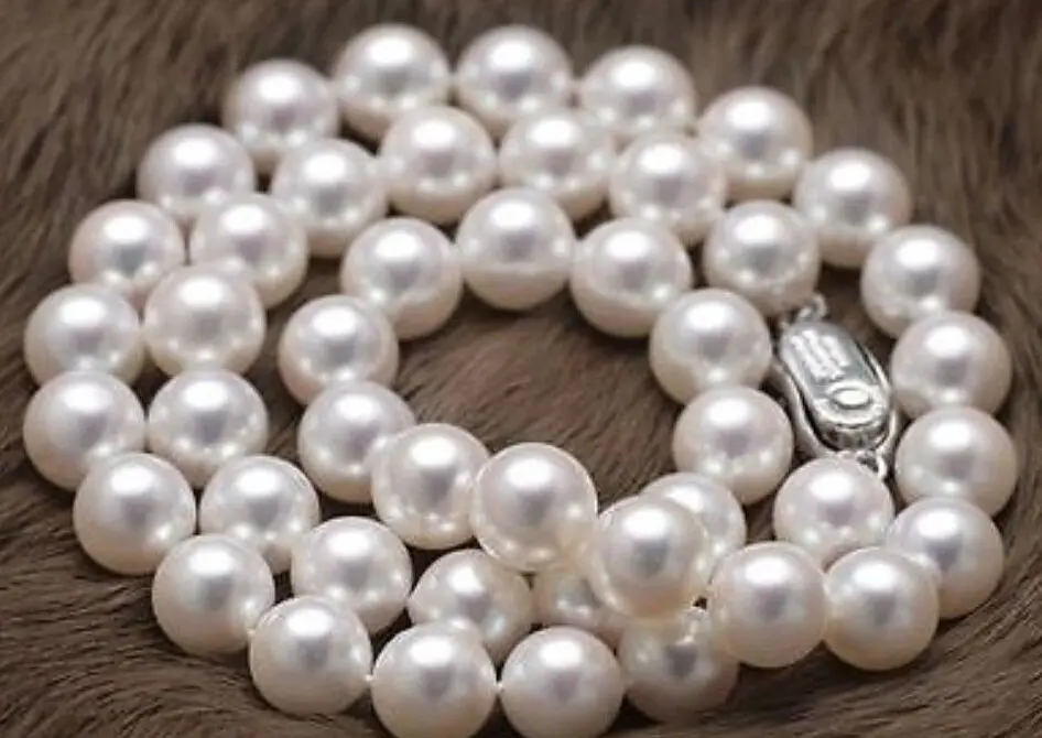 

Free shipping >>>>>natural 9-10mm AAA+ south sea white Round pearl necklace