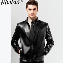 AYUSNUE натуральная кожа куртка мужская мотоциклетная овчина пальто весна осень размера плюс кожаные куртки 14BAQ00014007 KJ2251