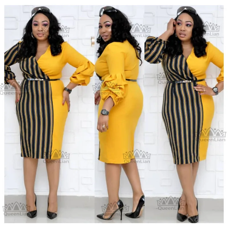 

Dashiki African 3 Colors Long Dress For Women Traditional Print Clothing Puff Sleeve With Belt (ZC08#)