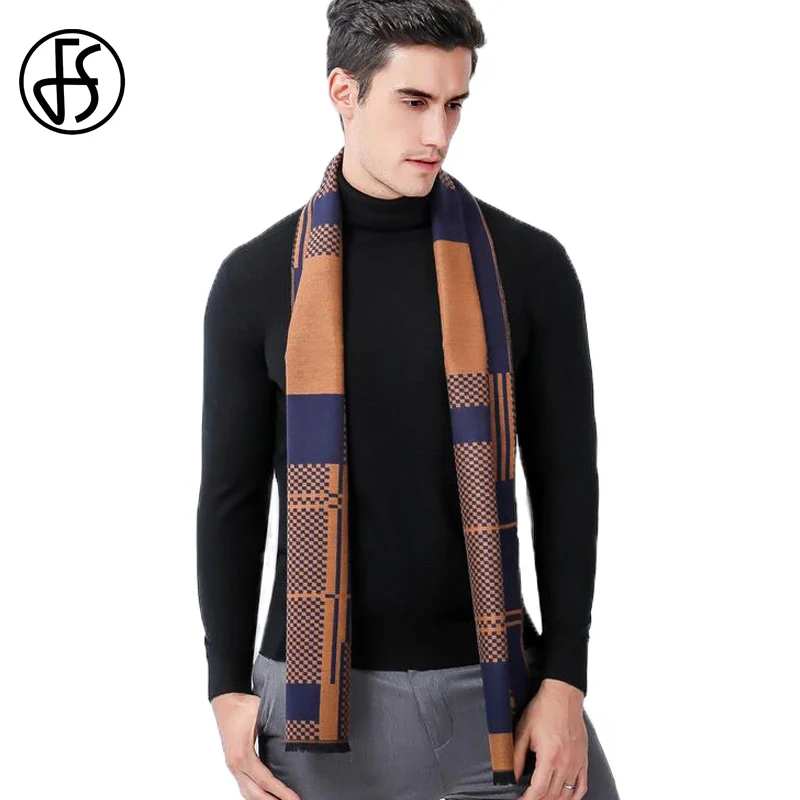 Мужской теплый шерстяной шарф FS в шотландскую клетку зимний 2018|brand cashmere scarf|cashmere
