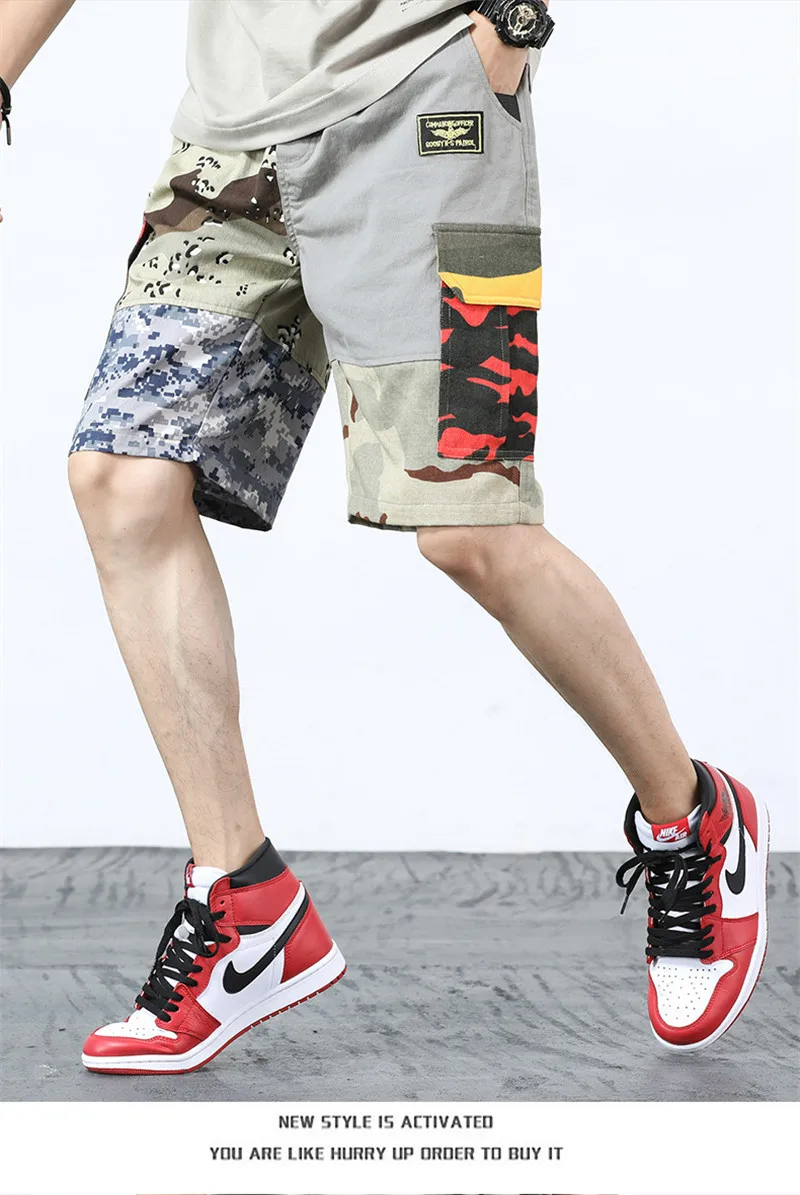 Новые летние мужские камуфляжные военные брюки карго шорты с несколькими карманами на шнурке тактические брюки до колена
