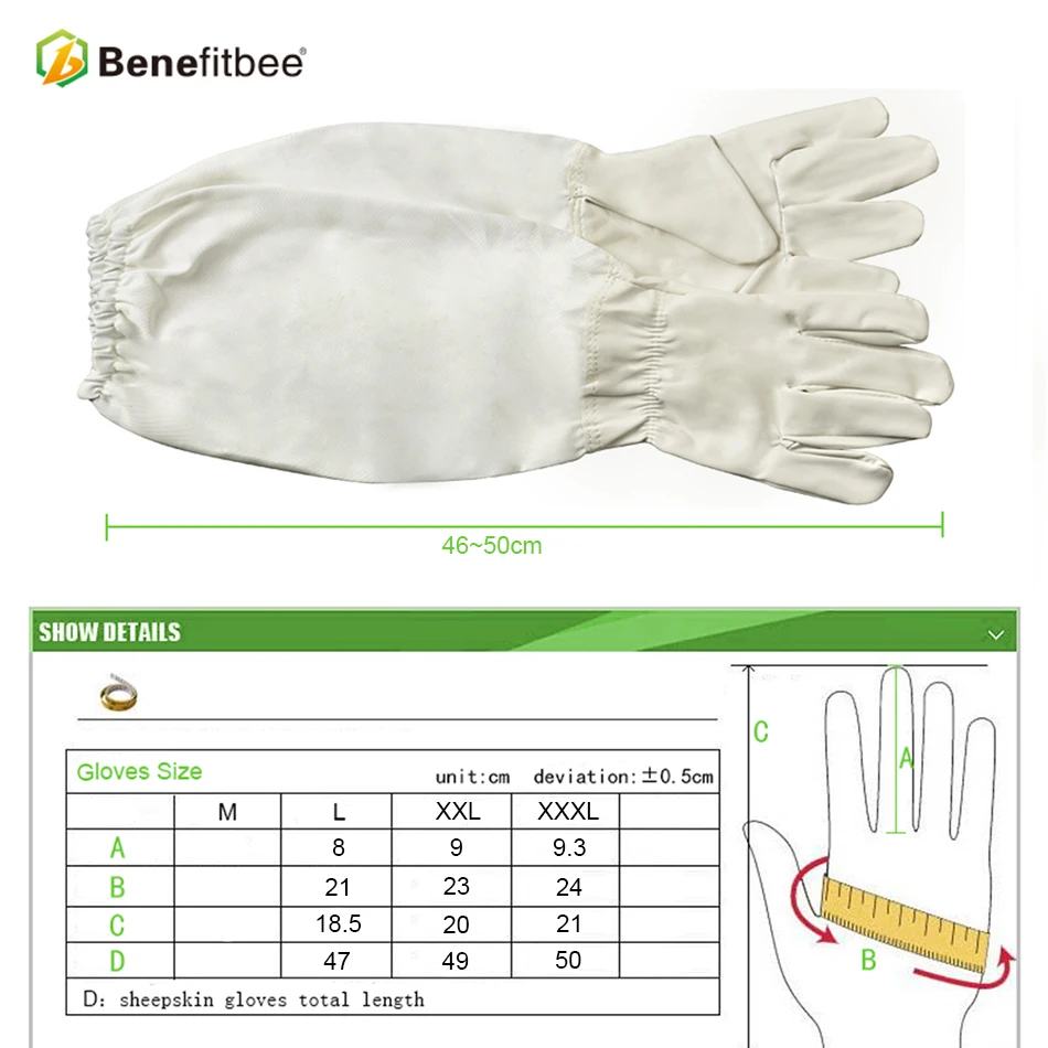 Benefitbee 1 пара пчеловод предотвращает перчатки защитные рукава тонкий мягкий из искусственной кожи анти пчеловодство оборудование для пчеловодства