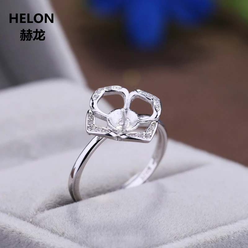 925 Sterling Silver Women Engagement Wedding Ring CZ 8 9 10mm Round Bead or Pearl Semi Mount fit Amber Garnet Wholesale | Украшения и