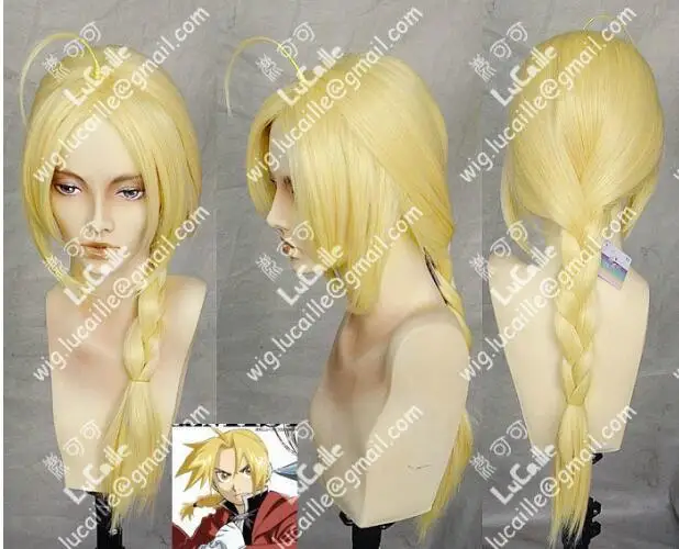 Edward Elric Fullmetal Alchemist Anime Cosplay Costume Wig Free ship Wig Cap