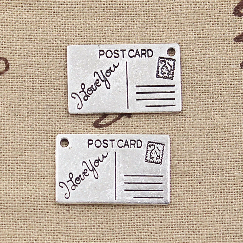 

10pcs Charms Postcard I Love You 16x26mm Antique Silver Color Plated Pendants Making DIY Handmade Tibetan Silver Color Jewelry