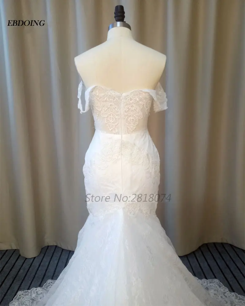 Платье с настоящим фото De Novia свадебное платье-русалка белое платье невесты De Mariage Кружевная аппликация по выбору заказчика платье невесты