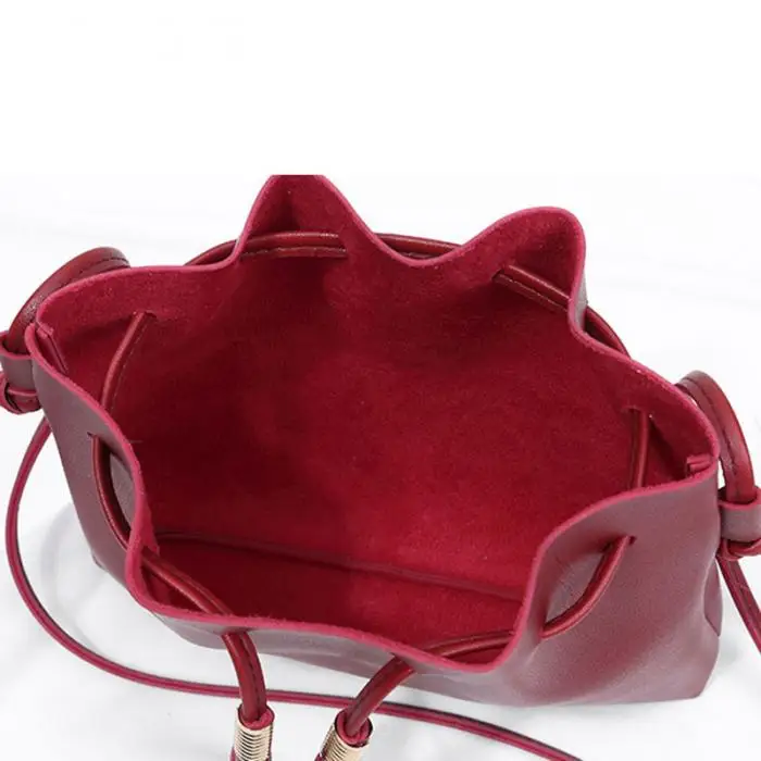 Женская сумка-мессенджер из искусственной кожи, однотонные кисточки, сумки-ведро, женские повседневные сумки через плечо, PO66
