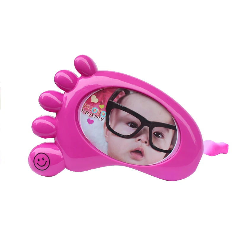 

5 Inch Cute Foot Shape Baby Photo Frame With Money Box Lovely Plastic Picture Frame Boy Girl Kids Birthday Gift