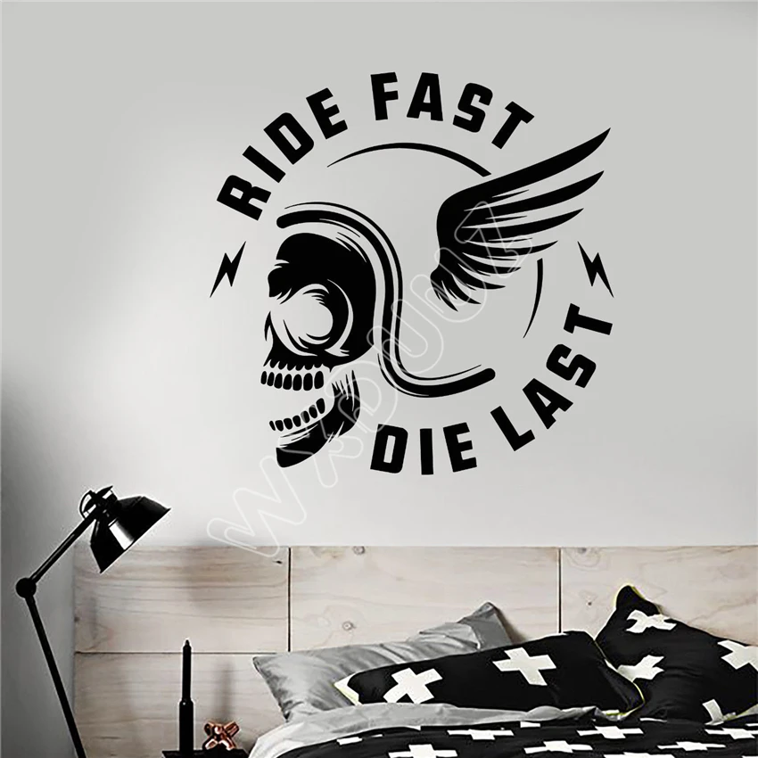 WXDUUZ Vinyl Wall Decal Skull Racer In Helmet Speed Motivation Quote Stickers kitchen living room Vinyl Wall Sticker B583 WXDUUZ Vinyl Wall Decal Skull Racer In Helmet Speed Motivation Quote Stickers kitchen living room Vinyl Wall Sticker B583