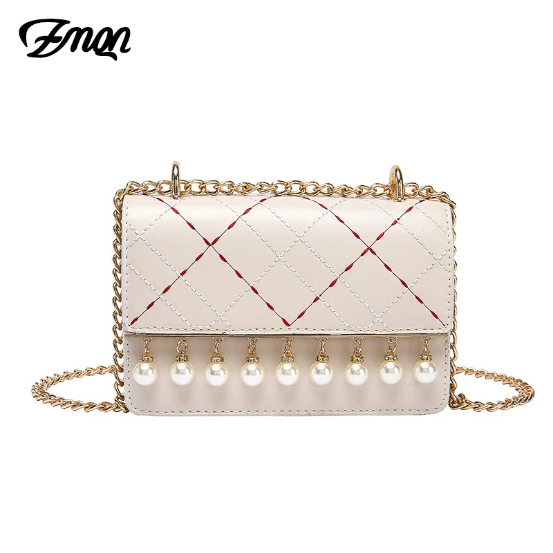 

ZMQN Women Small Bags Pearl Chain Shoulder Crossbody Bags 2019 Rhombus Fashion Summer Cross Body Flap Bag Party Girls White A576