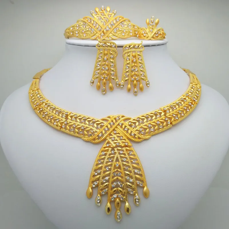 

2019 Kingdom Ma Fashion African Dubai Gold Jewelry Women African Beads Set Nigerian Bridal Jewelry Sets Wedding Accessories