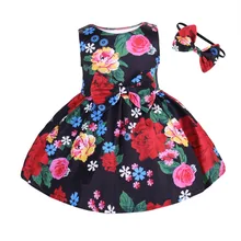 Aby/платье принцессы для девочек из 2 предметов летняя безрукавная Одежда для новорожденных, платье для девочек, детское платье с цветочным принтом, vestido, От 1 до 4 лет, Новинка