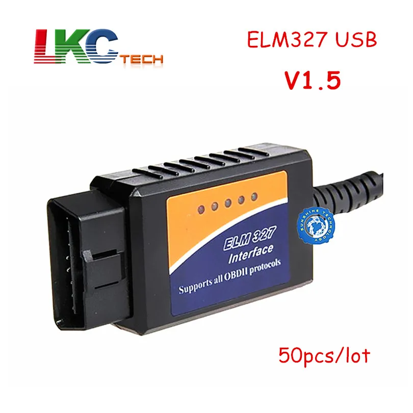 50 шт./лот ELM327 USB OBD2 автомобильный диагностический инструмент считыватель кодов