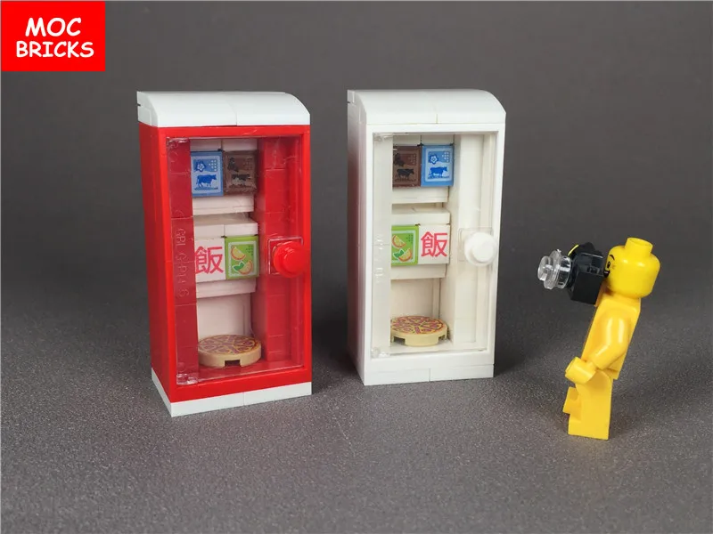 

Set Sale MOC Bricks DIY fresh-keeping cabinet Set family machine food figure Educational building Blocks kids Dolls Gifts