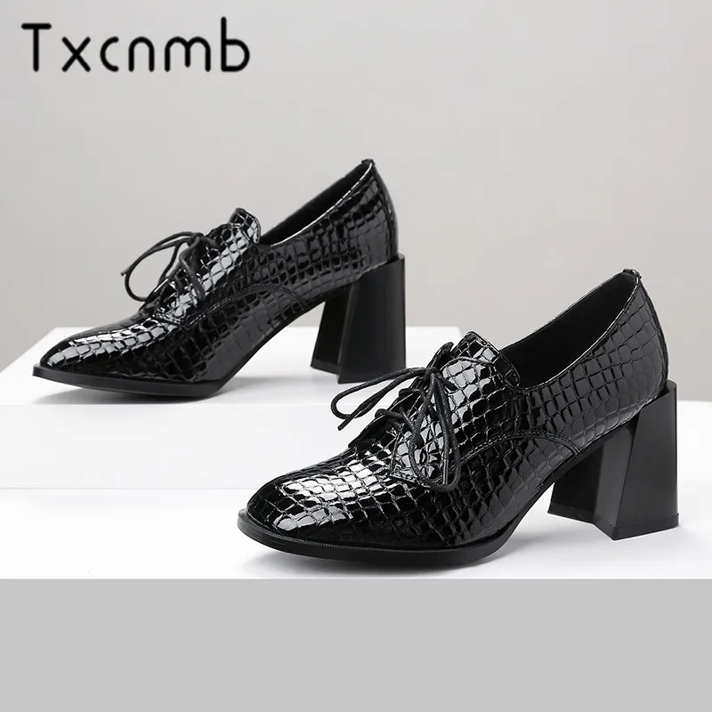 

TXCNMB Women Pumps Euro Style Basic Shoes Woman Spring Summer Genuine Leather Party Shoes High Heels Quality Pumps