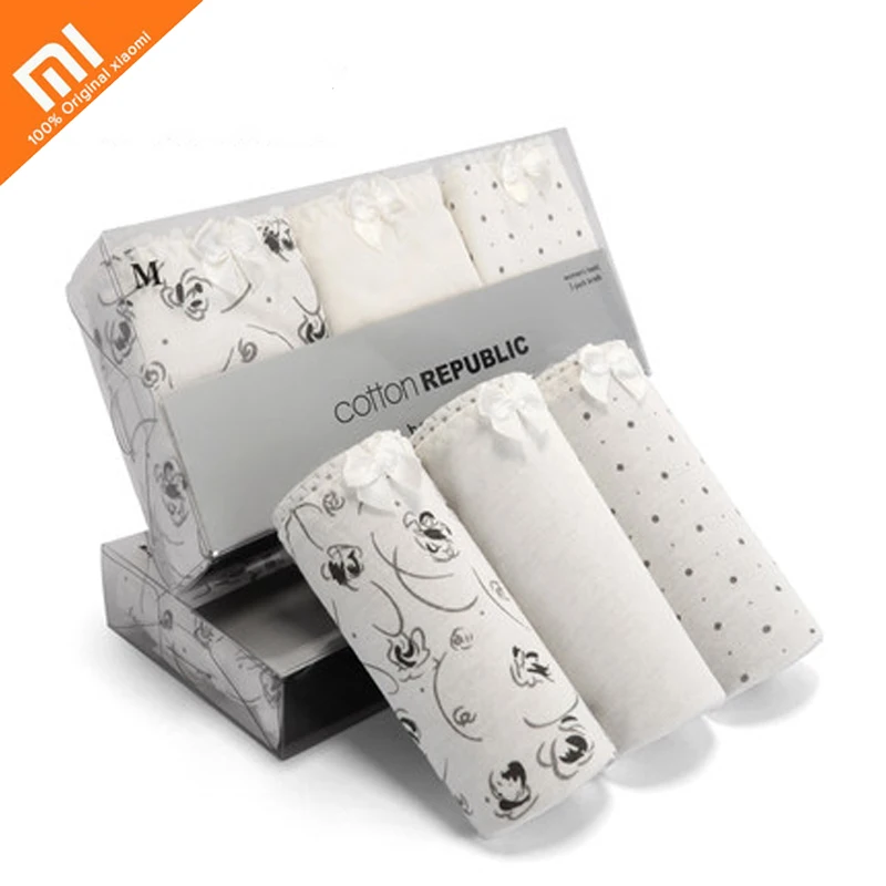  3 pcs original xiaomi mijia cotton women's underwear 100% cotton low waist sexy briefs lace female young student girl hot 
