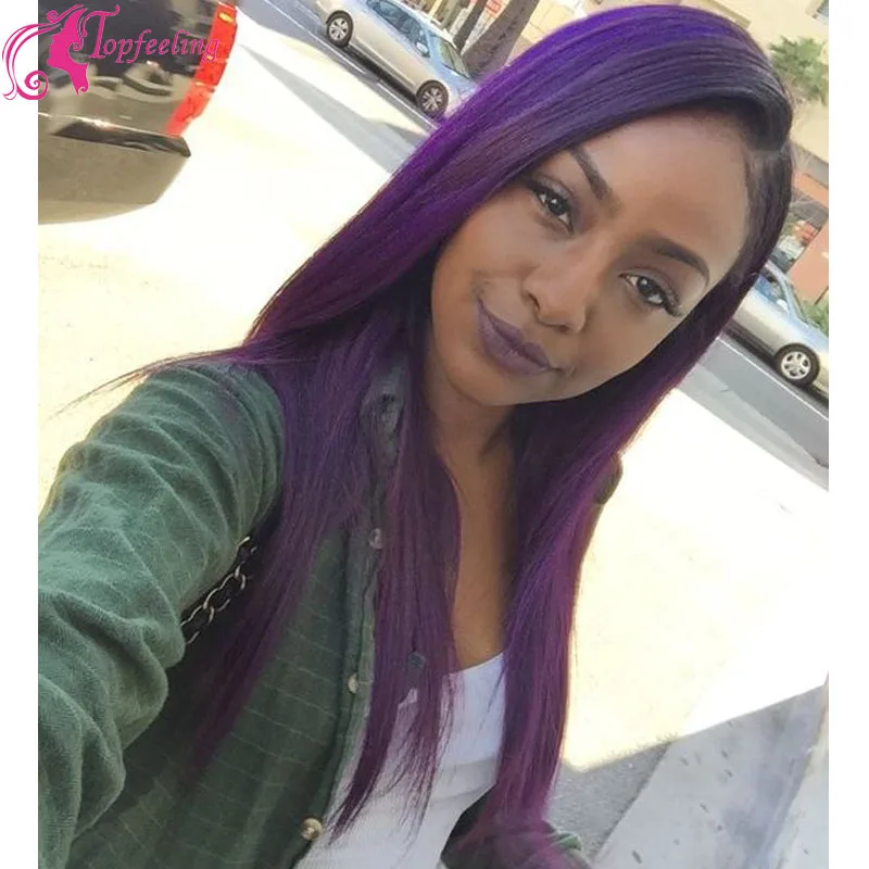 Top Quality Silky Straight Purple Human Hair Wigs Ombre Glueless Top Quality Silky Straight Purple Human Hair Wigs Ombre Glueless Lace Front Wig Brazilian Full Baby In From