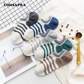 

[EIOISAPRA]Striped Men Casual Cotton Summer Ship Socks Business Non-slip Stealth Socks Shallow Mouth Calcetines Hombre Sokken