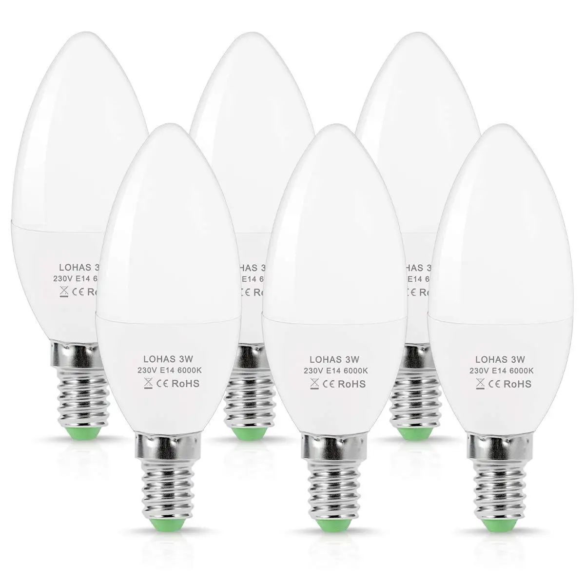 

3W E14 LED Candle Light Bulbs 25W Incandescent Bulbs Equivalent 3000/6000K Day White 250lm Small Edison Screw Candle Bulbs-6PACK