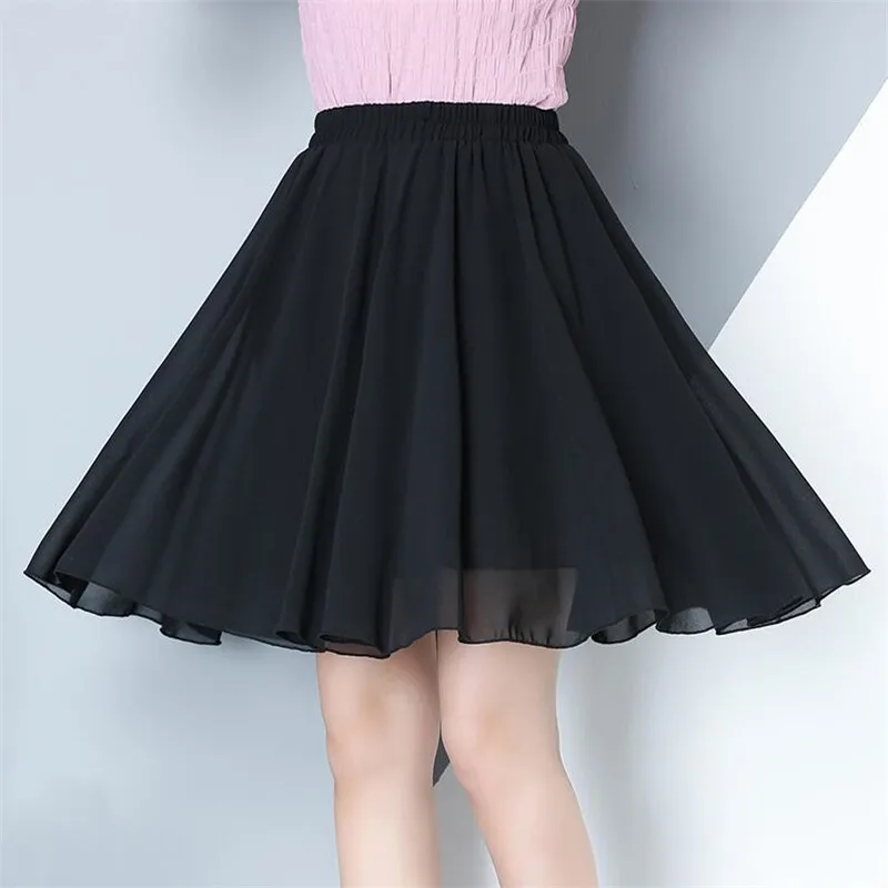 Women Chiffon Skirt A-Line Hot Sales Midi Tutu Tulle Skirt High Waist Pleated Womens Summer Faldas Women Skirts Plus Size 7XL