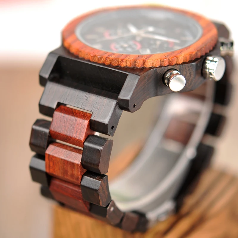 BOBO BIRD Big Men Watch Top Brand Luxury Wood Wristwatch Date Display relogio masculino as Gift Accept Custom Logo V-R15