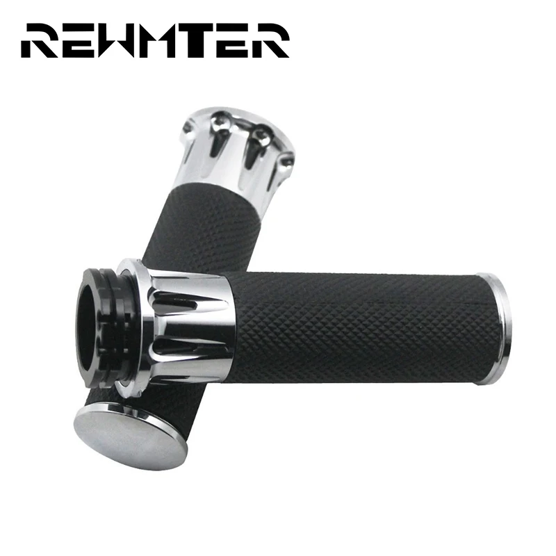 1-25mm-Pair-Black-Chrome-Motorcycle-Parts-CNC-Aluminum-Edge-Handlebar-Hand-Grips-For-Harley-Sportster