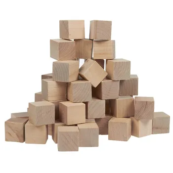 

50Pcs Small Wooden Craft Cubes - Unfinished Natural Wood / Mini Wooden Art Craft Stacking Cubes Blocks - 1 Inch, 2.54cm