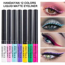 12 цветов, матовая, стойкая, водостойкая, жидкая подводка для глаз, макияж, черный, белый, розовый, зеленый, фиолетовый цвет, блестящая подводка для глаз
