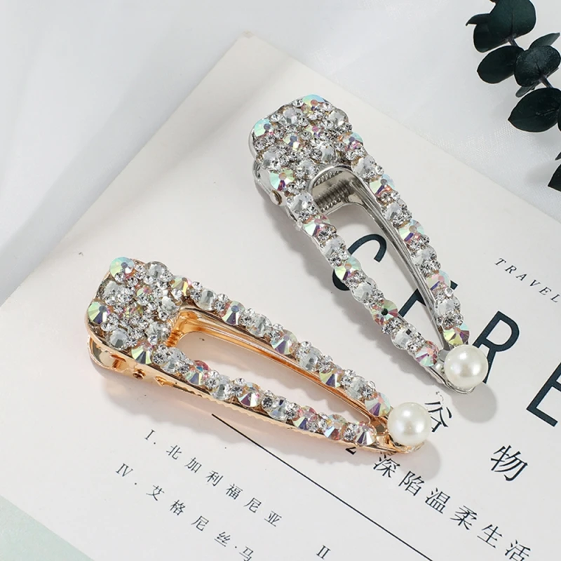 

Fashion Women's Hair Accessories Pearl Hair Clip For Girls Beautiful AB Drill Crystal Hairclips Bridal Hair Pins Headdress